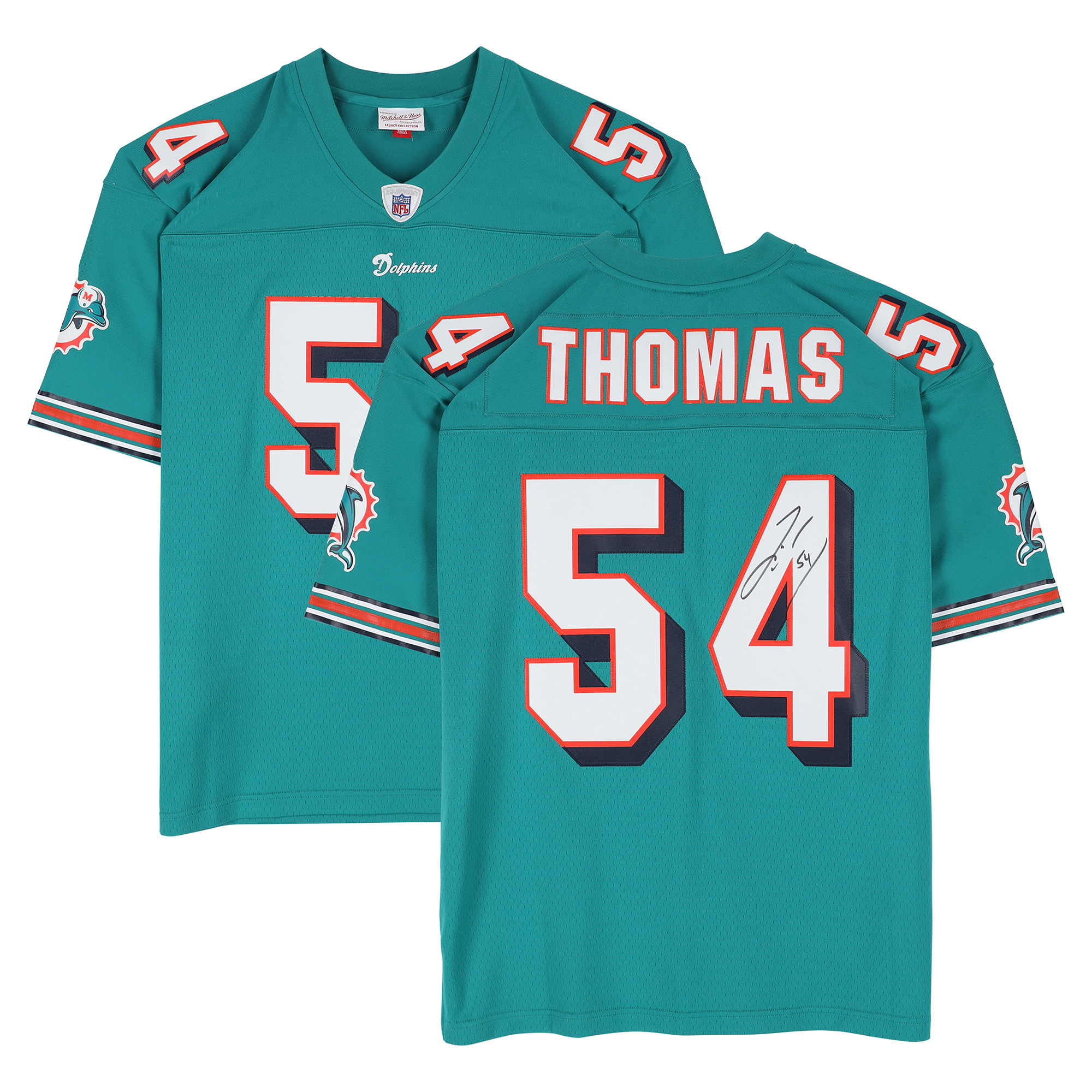 Zach Thomas Miami Dolphins Autographed Aqua Mitchell & Ness 2006 Replica Jersey