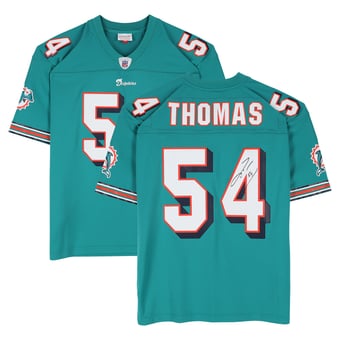 Zach Thomas Miami Dolphins Autographed Aqua Mitchell & Ness 2006 Replica Jersey