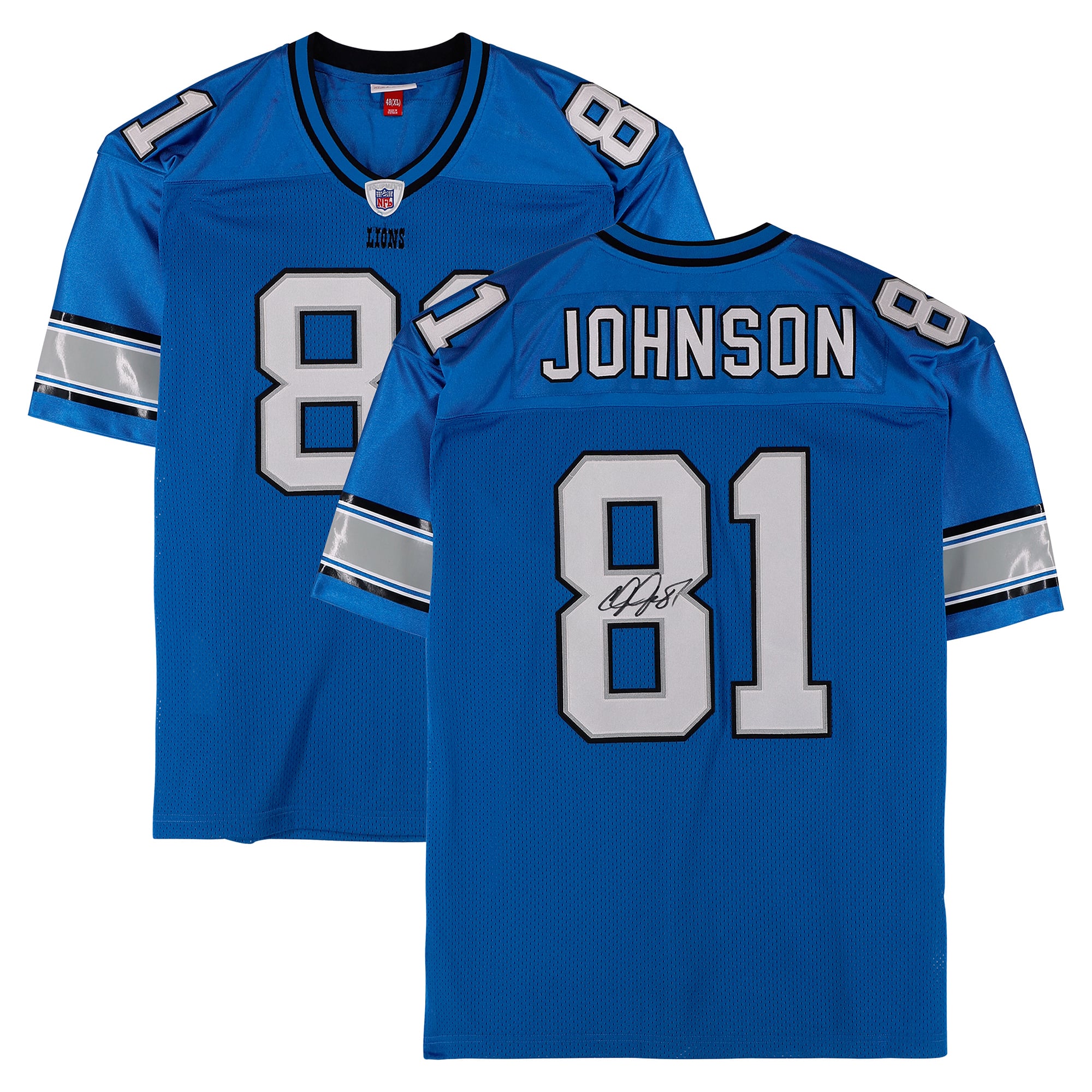 Calvin Johnson Detroit Lions Autographed Blue Mitchell & Ness 2007 Authentic Jersey