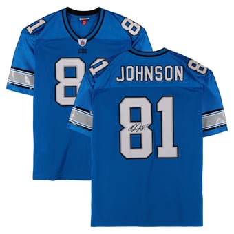 Calvin Johnson Detroit Lions Autographed Blue Mitchell & Ness 2007 Authentic Jersey