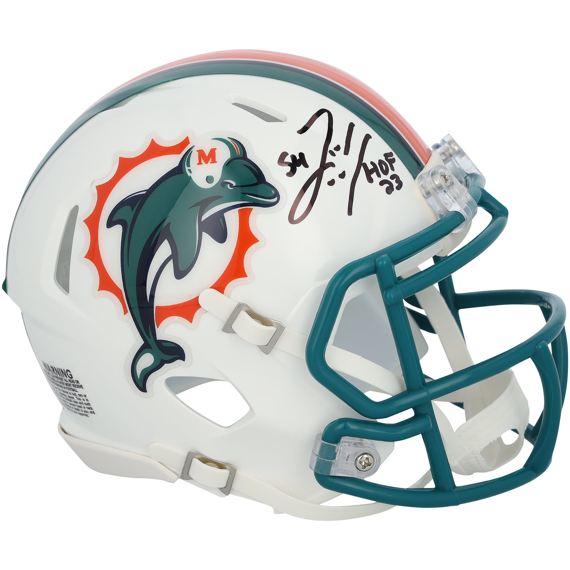 Zach Thomas Miami Dolphins Autographed Riddell 1997-2012 Throwback Speed Mini Helmet with "HOF 23" Inscription