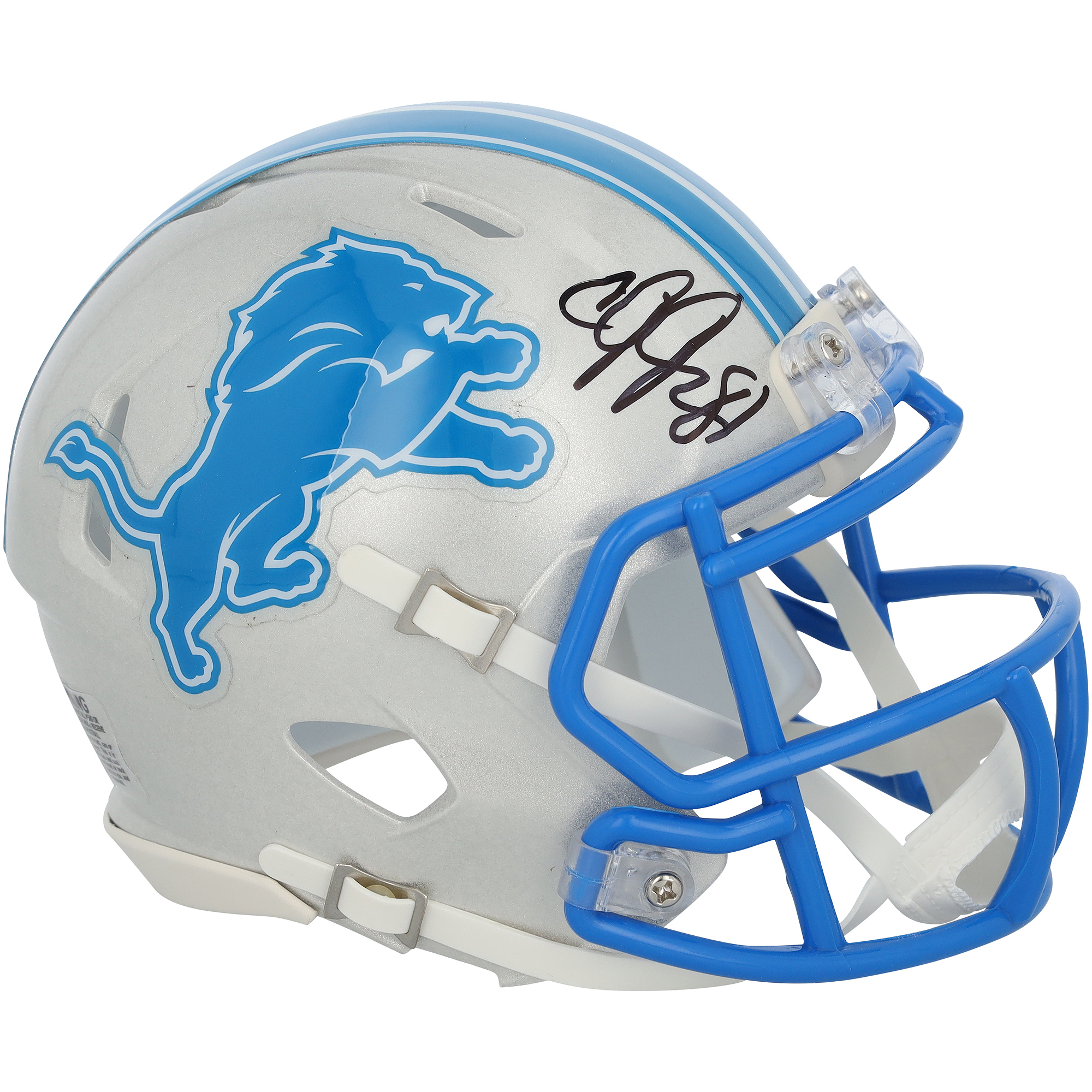 Calvin Johnson Detroit Lions Autographed Riddell 2024 Speed Mini Helmet