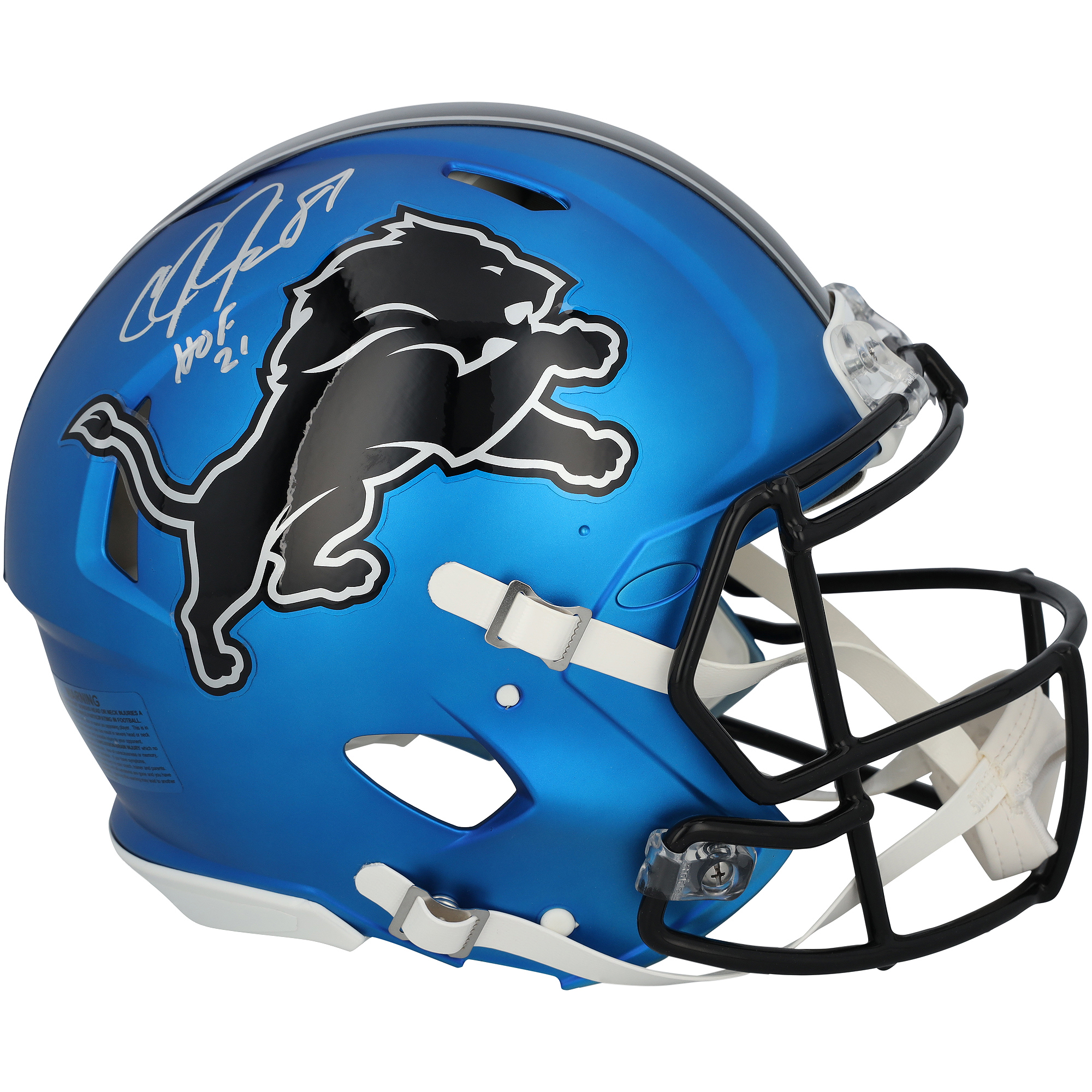 Calvin Johnson Detroit Lions Autographed Riddell 2024 Alternate Speed Authentic Helmet with "HOF 21" Inscription