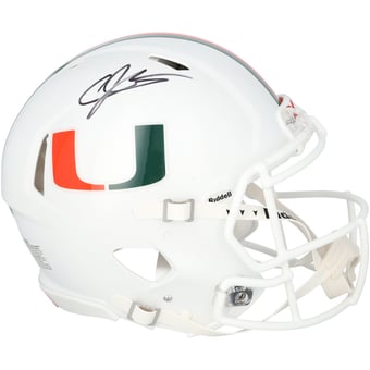 Andre Johnson Miami Hurricanes Autographed Riddell Speed Authentic Helmet