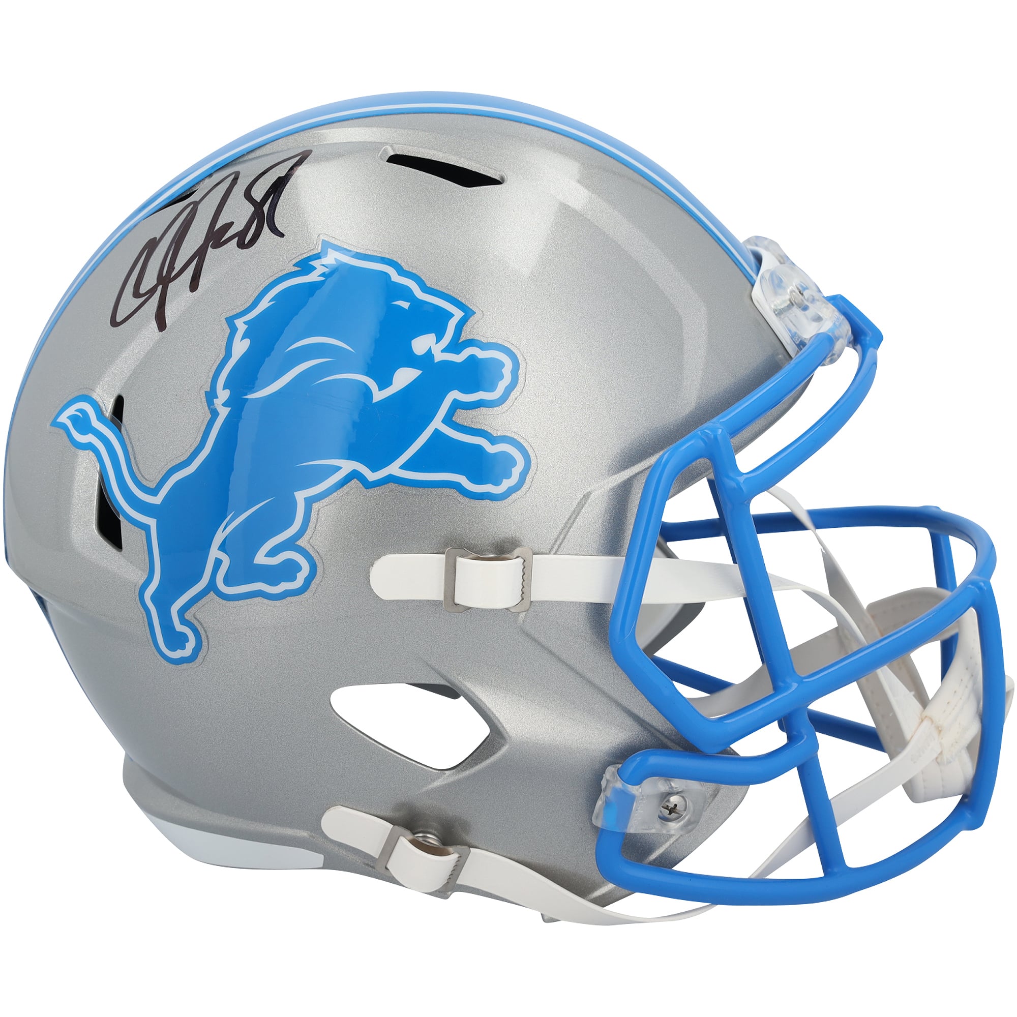 Calvin Johnson Detroit Lions Autographed Riddell 2024 Speed Replica Helmet