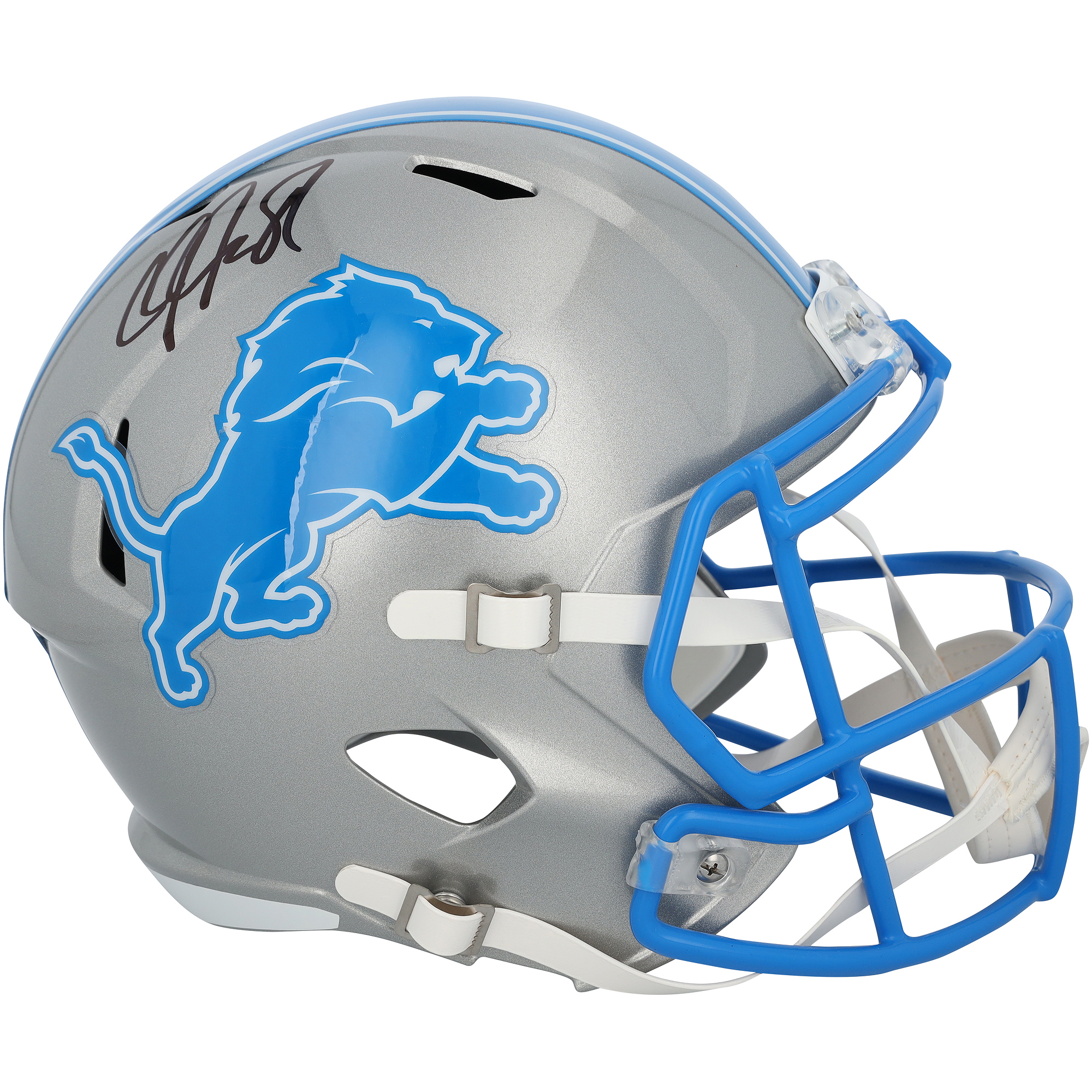 Calvin Johnson Detroit Lions Autographed Riddell 2024 Speed Replica Helmet
