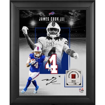 James Cook III Buffalo Bills Facsimile Signature Framed 11" x 14" Showcase Collage with a Piece of Game-Used Football - Limited Edition of 250