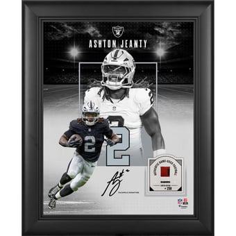 Ashton Jeanty Las Vegas Raiders Facsimile Signature Framed 11" x 14" Showcase Collage with a Piece of Game-Used Football - Limited Edition of 250