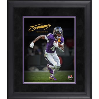 Zay Flowers Baltimore Ravens Facsimile Signature Framed 11" x 14" Spotlight Photograph