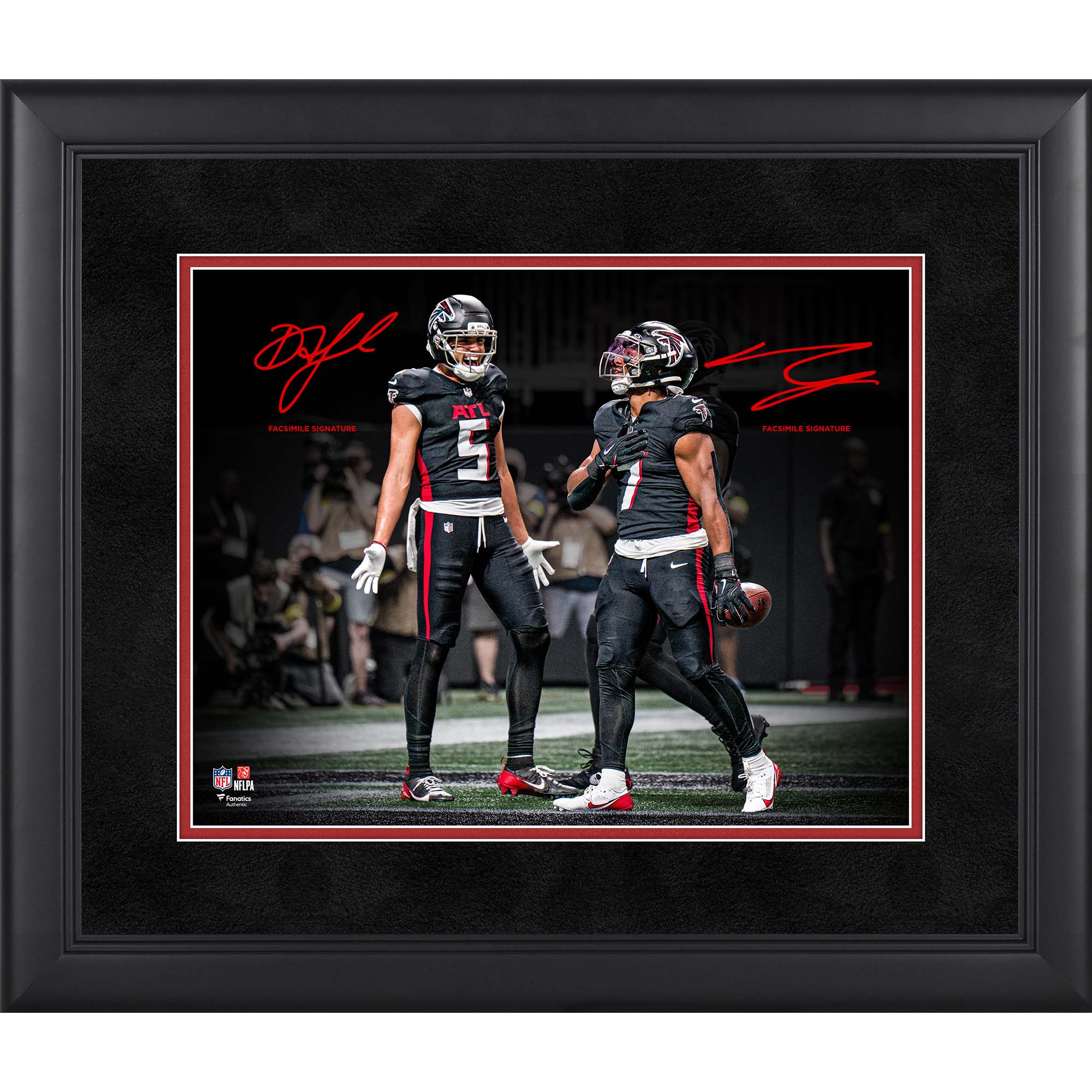 Drake London & Bijan Robinson Atlanta Falcons Facsimile Signature Framed 11" x 14" Spotlight Photograph