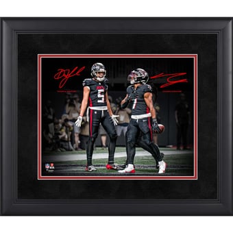 Drake London & Bijan Robinson Atlanta Falcons Facsimile Signature Framed 11" x 14" Spotlight Photograph