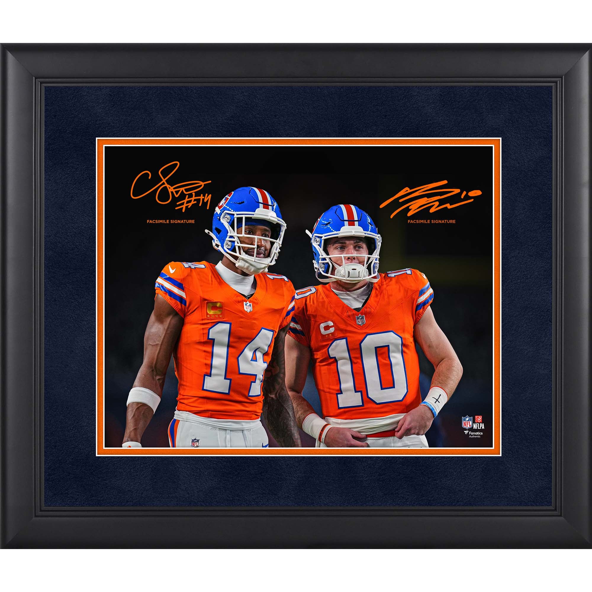 Bo Nix & Courtland Sutton Denver Broncos Facsimile Signature Framed 11" x 14" Spotlight Photograph