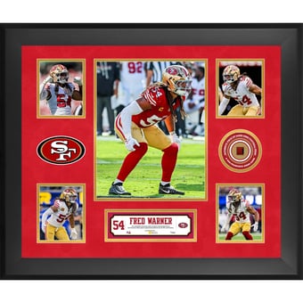 Fred Warner  Framed 20" x 24" 5-Photo Collage with a Piece of Game-Used Football - Limited Edition of 500