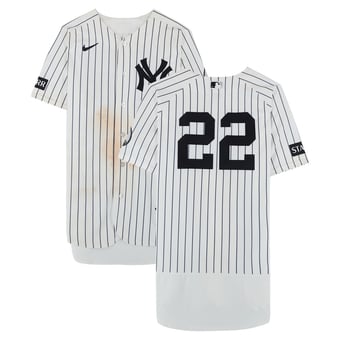Ben Rice New York Yankees Game-Used #22 White Nike Pinstripe Jersey vs. Pittsburgh Pirates on July 22, 2026 - Game One of Doubleheader - 1-5, HR, 3 RBI, R