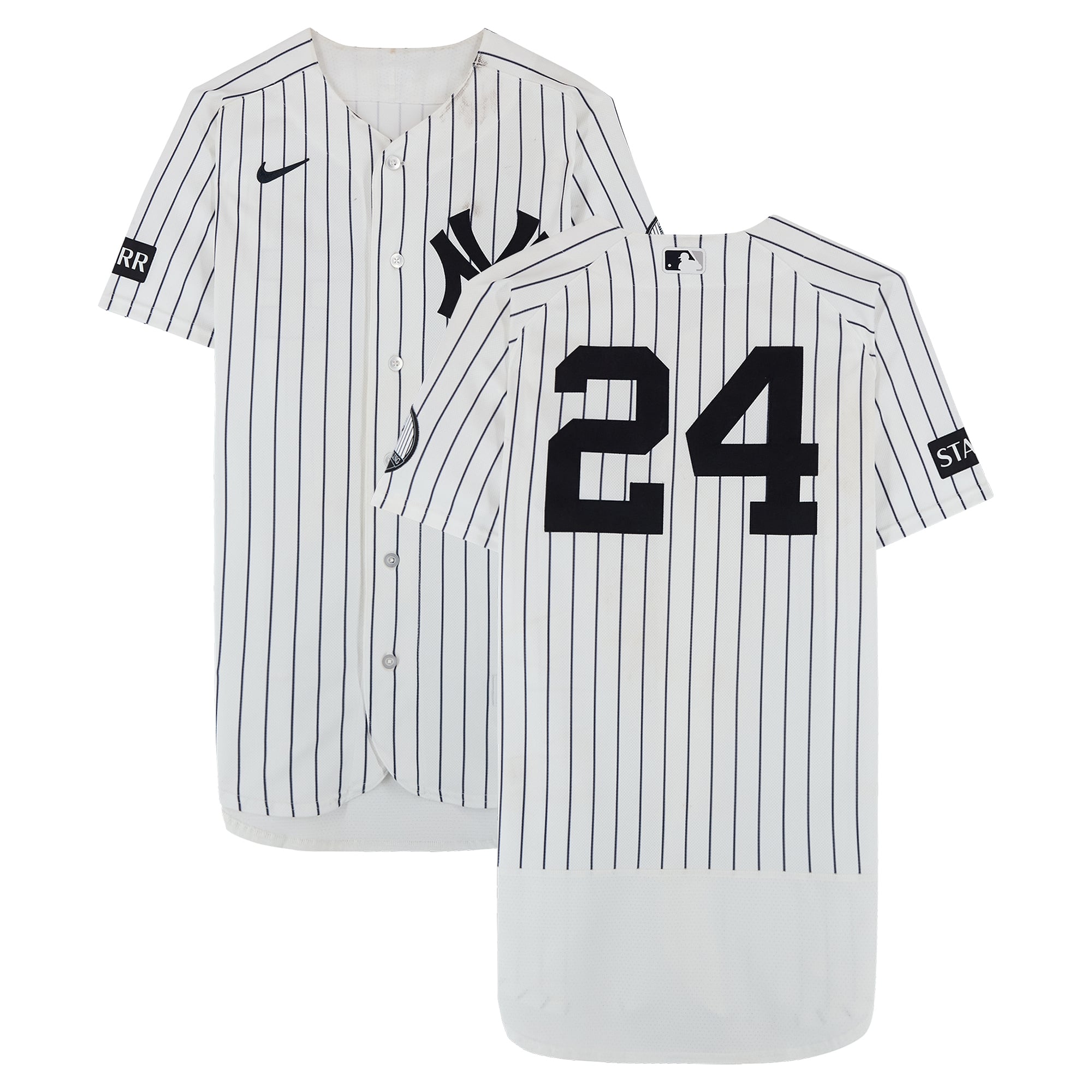 Jasson Domínguez New York Yankees Game-Used #24 White Nike Pinstripe Jersey vs. Pittsburgh Pirates on July 22, 2026 - Game Two of Doubleheader