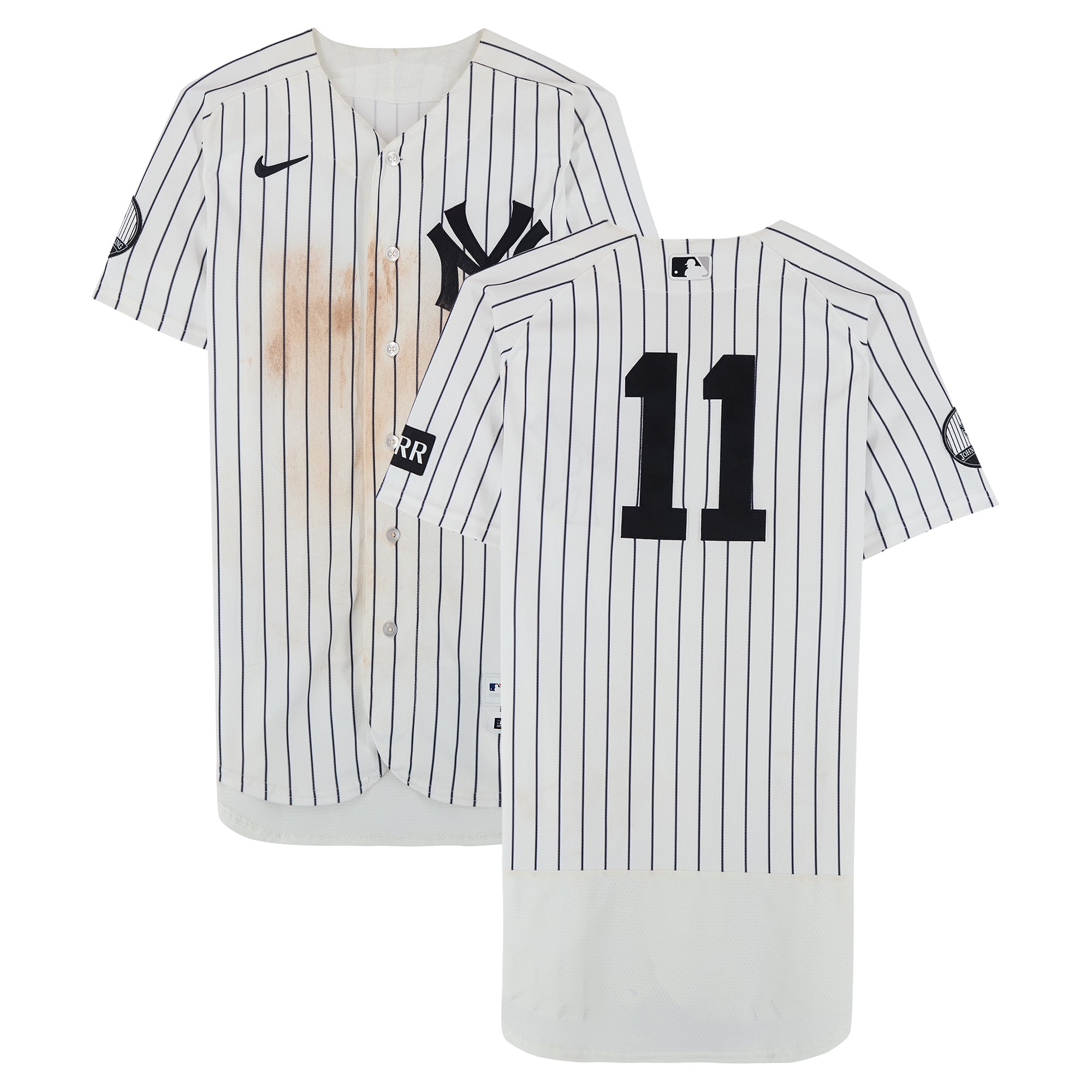Anthony Volpe New York Yankees Game-Used #11 White Nike Pinstripe Jersey vs. Pittsburgh Pirates on July 22, 2026 - Game Two of Doubleheader