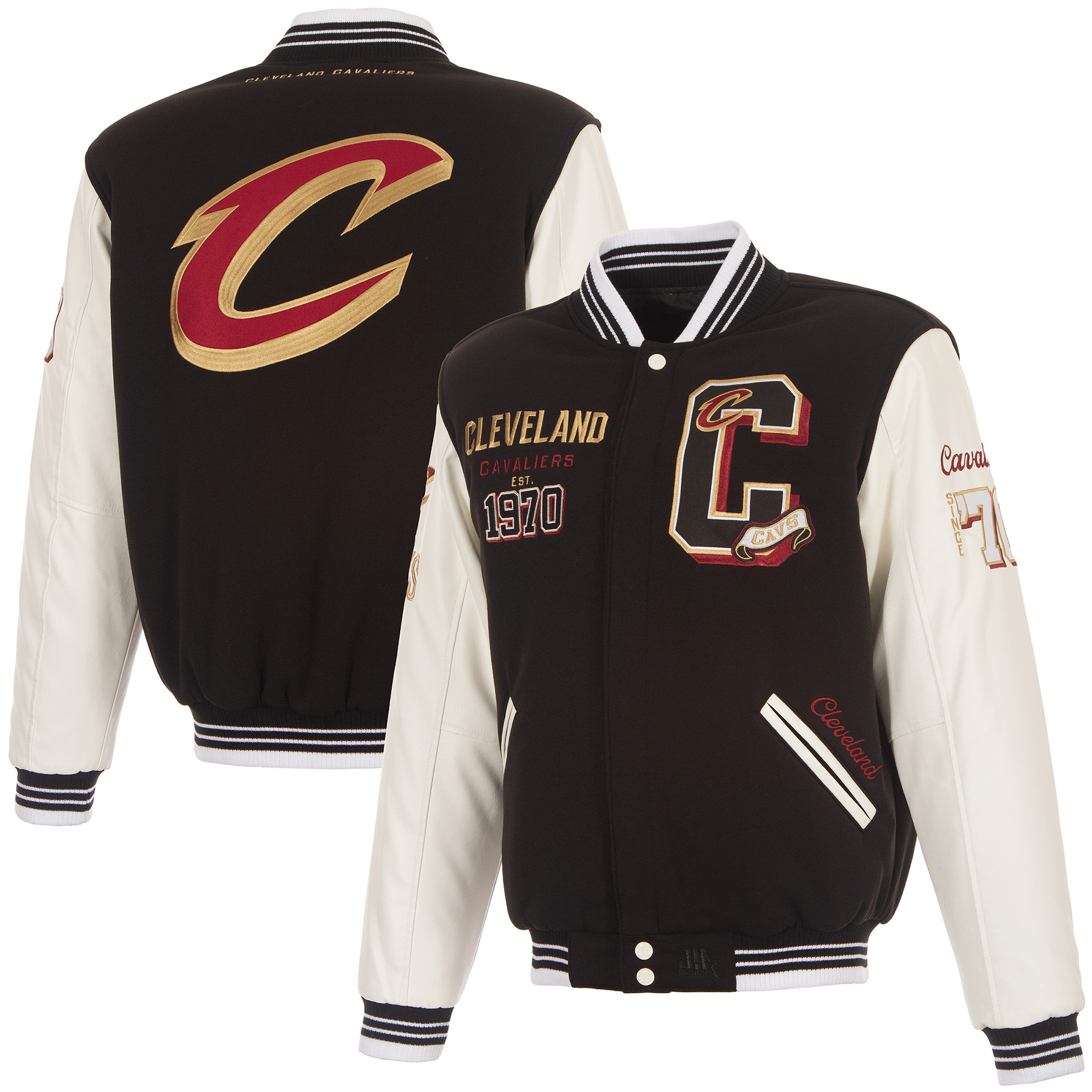 Men's JH Design  Black Cleveland Cavaliers Reversible Full-Zip Varsity Jacket