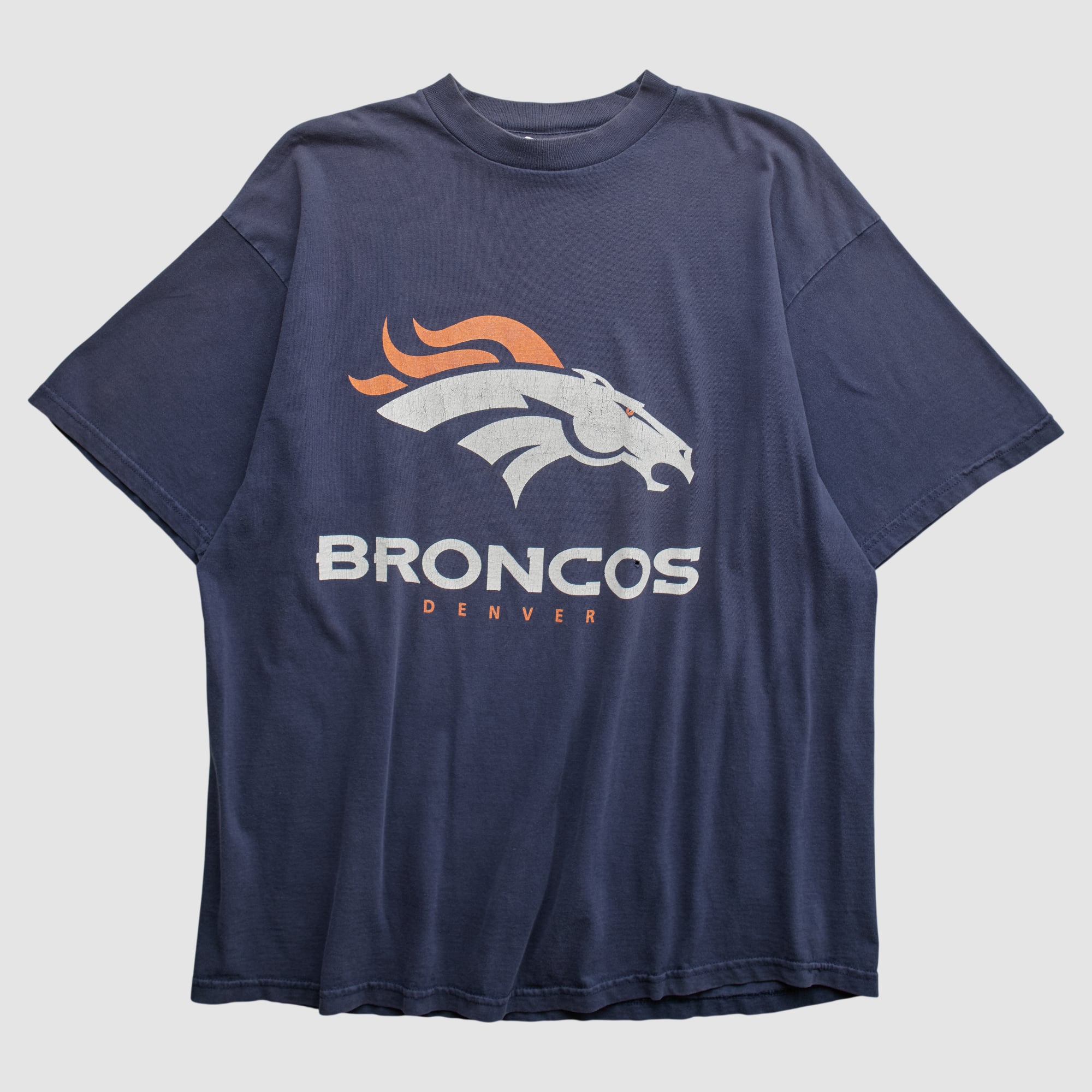 Denver Broncos Logo 7 90s T-shirt - Navy - XL by Fanatics Real Vintage