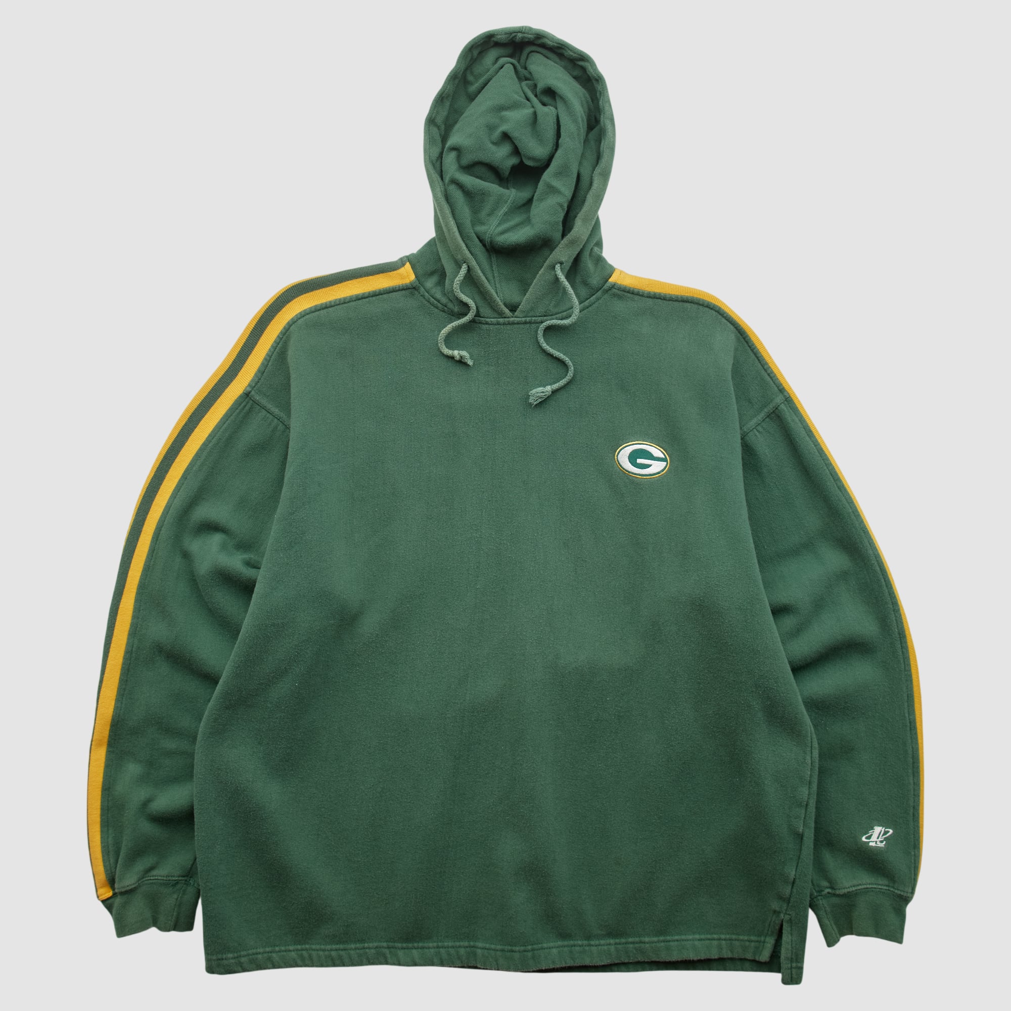 Green Bay Packers Logo Athletic 90s Hooded Pullover Sweatshirt - Green - XL by Fanatics Real Vintage