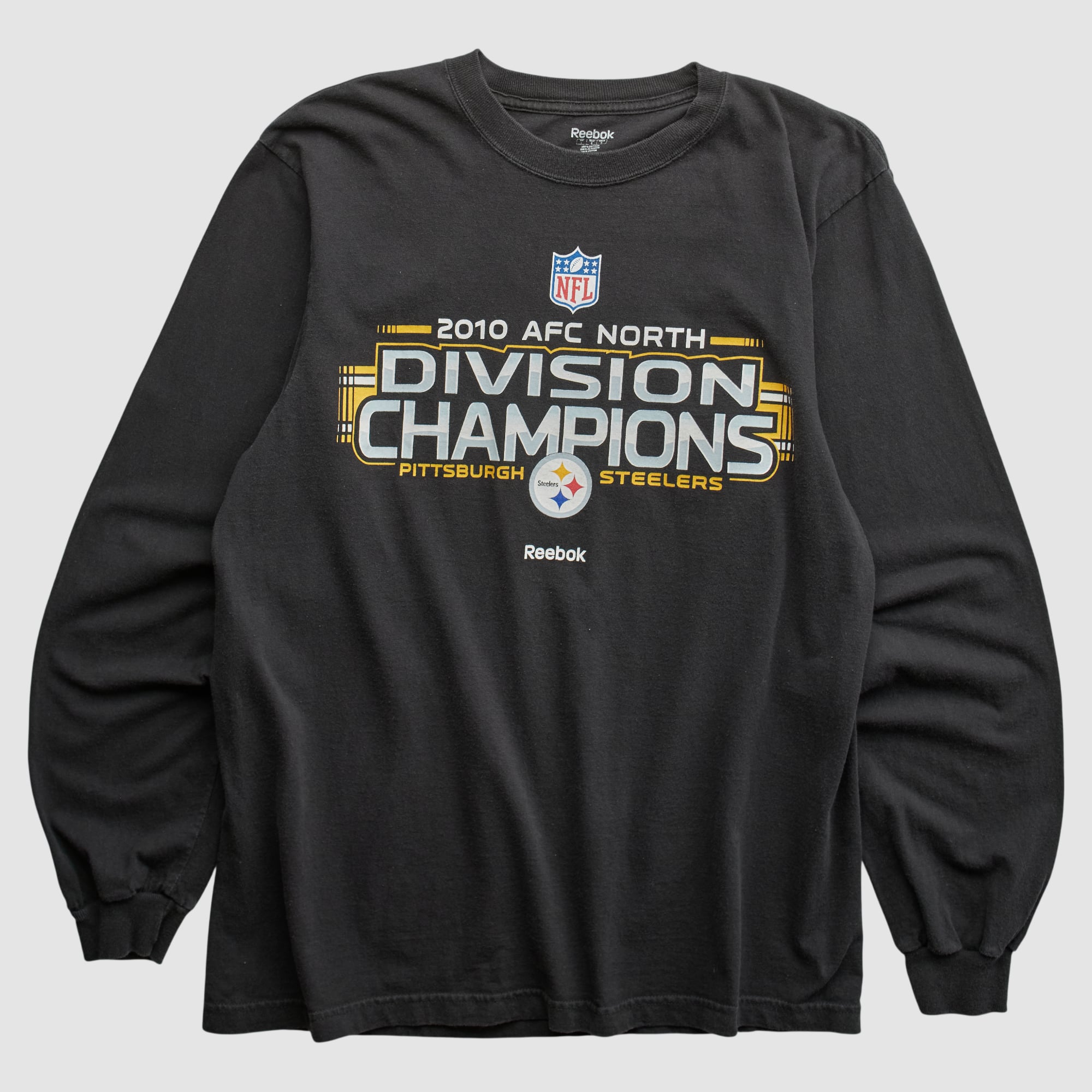 Pittsburgh Steelers Reebok 2010 Long Sleeve T-shirt - Black - L by Fanatics Real Vintage