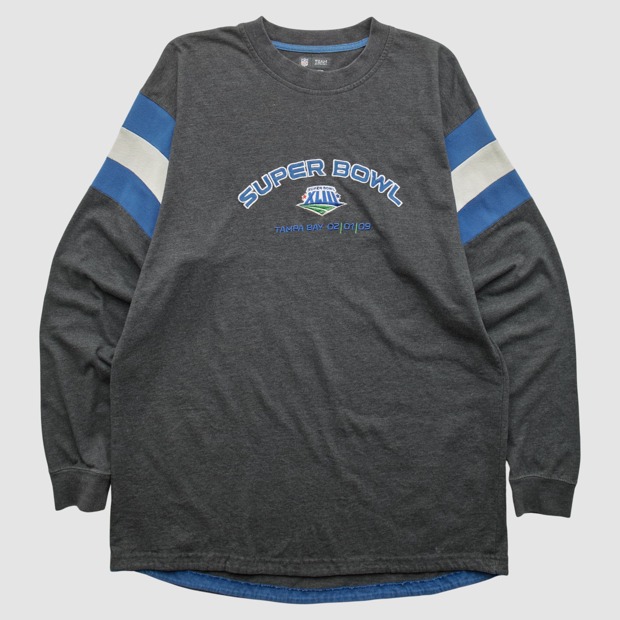 Super Bowl XLIII NFL 2009 Long Sleeve T-shirt - Dark Heather Gray - XL by Fanatics Real Vintage