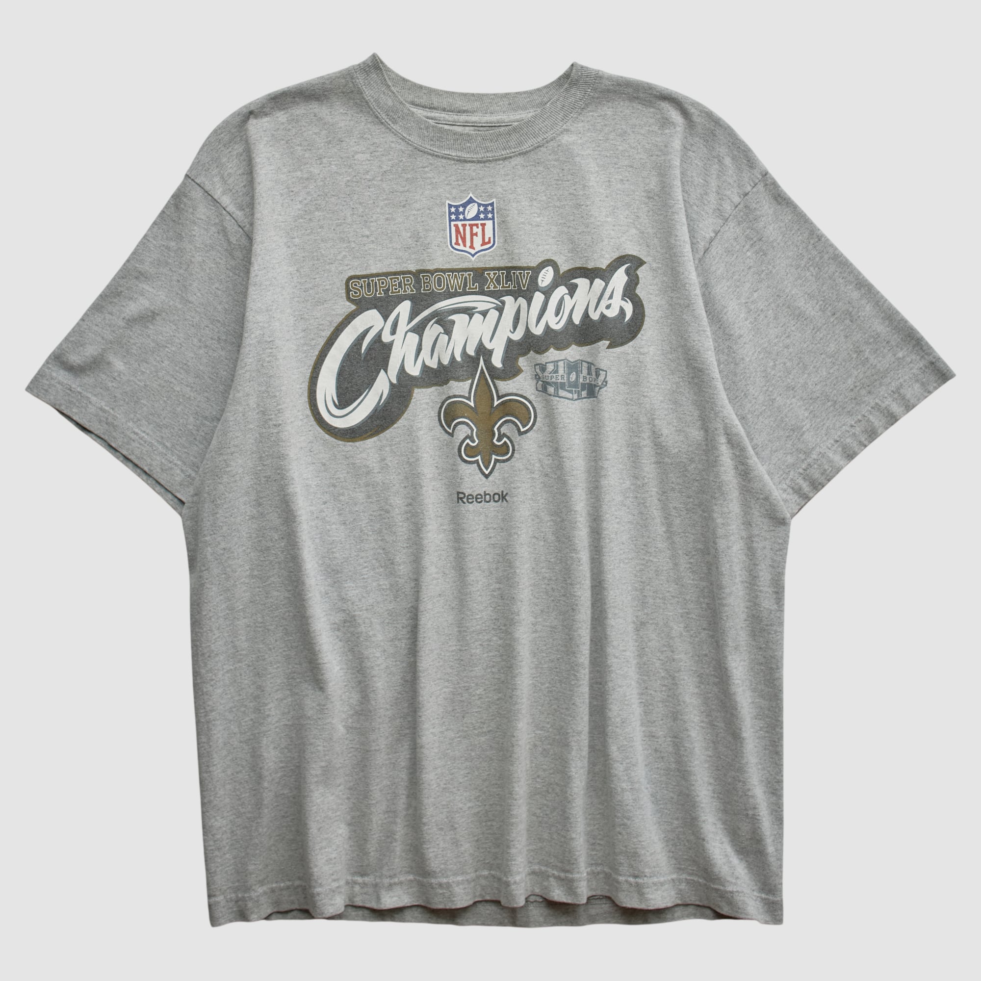 Super Bowl XLIV Reebok 2010 T-shirt - Heather Gray - L by Fanatics Real Vintage