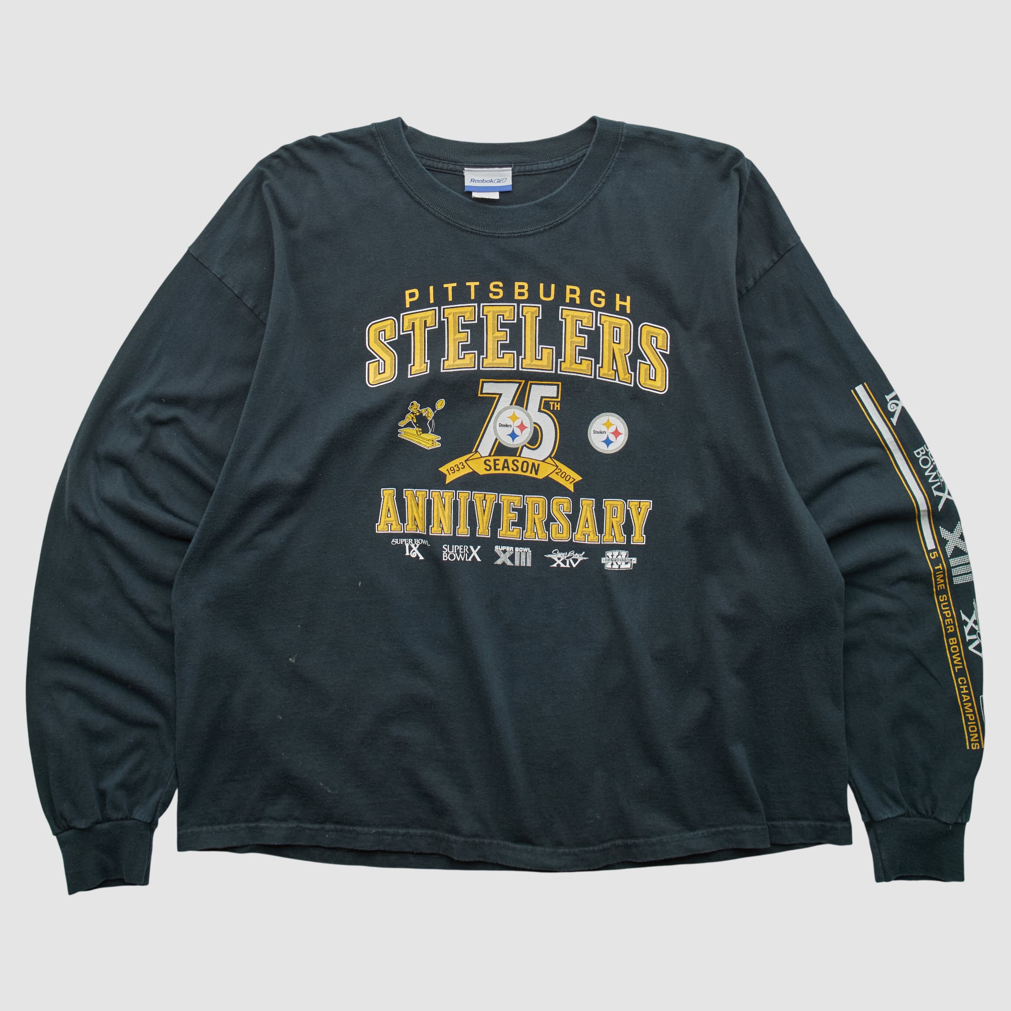 Super Bowl Reebok 2007 Long Sleeve T-shirt - Black - 2XL by Fanatics Real Vintage