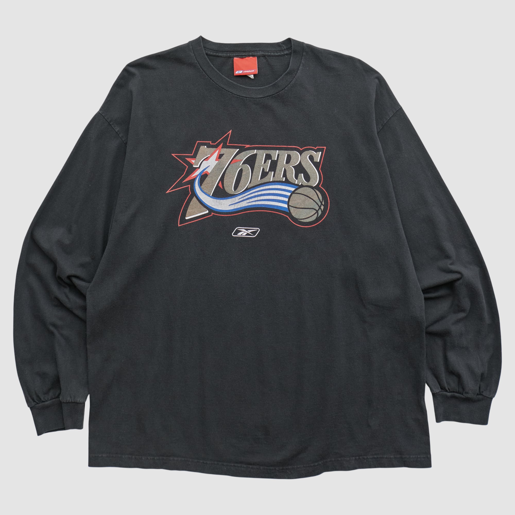 Philadelphia 76ers Reebok 2000s Long Sleeve T-shirt - Black - 2XL by Fanatics Real Vintage
