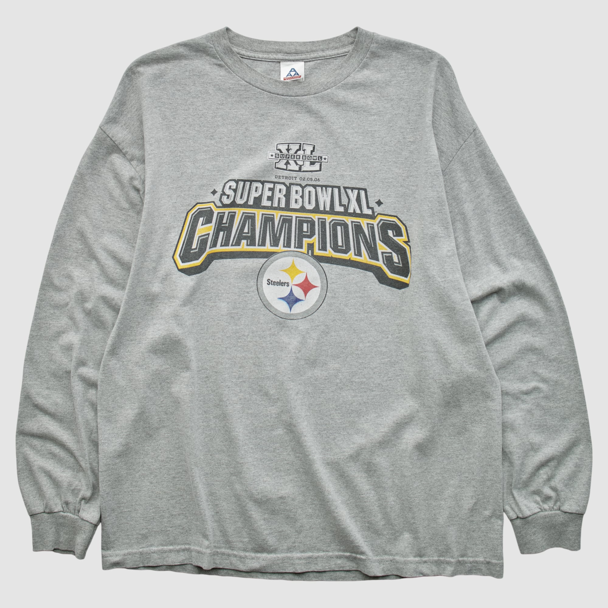 Super Bowl XL Alstyle 2006 Long Sleeve T-shirt - Heather Gray - L by Fanatics Real Vintage