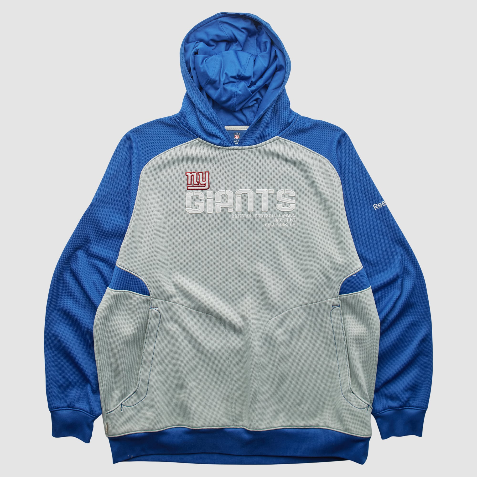 New York Giants Reebok 2000s Hooded Pullover Sweatshirt - Blue - XL by Fanatics Real Vintage