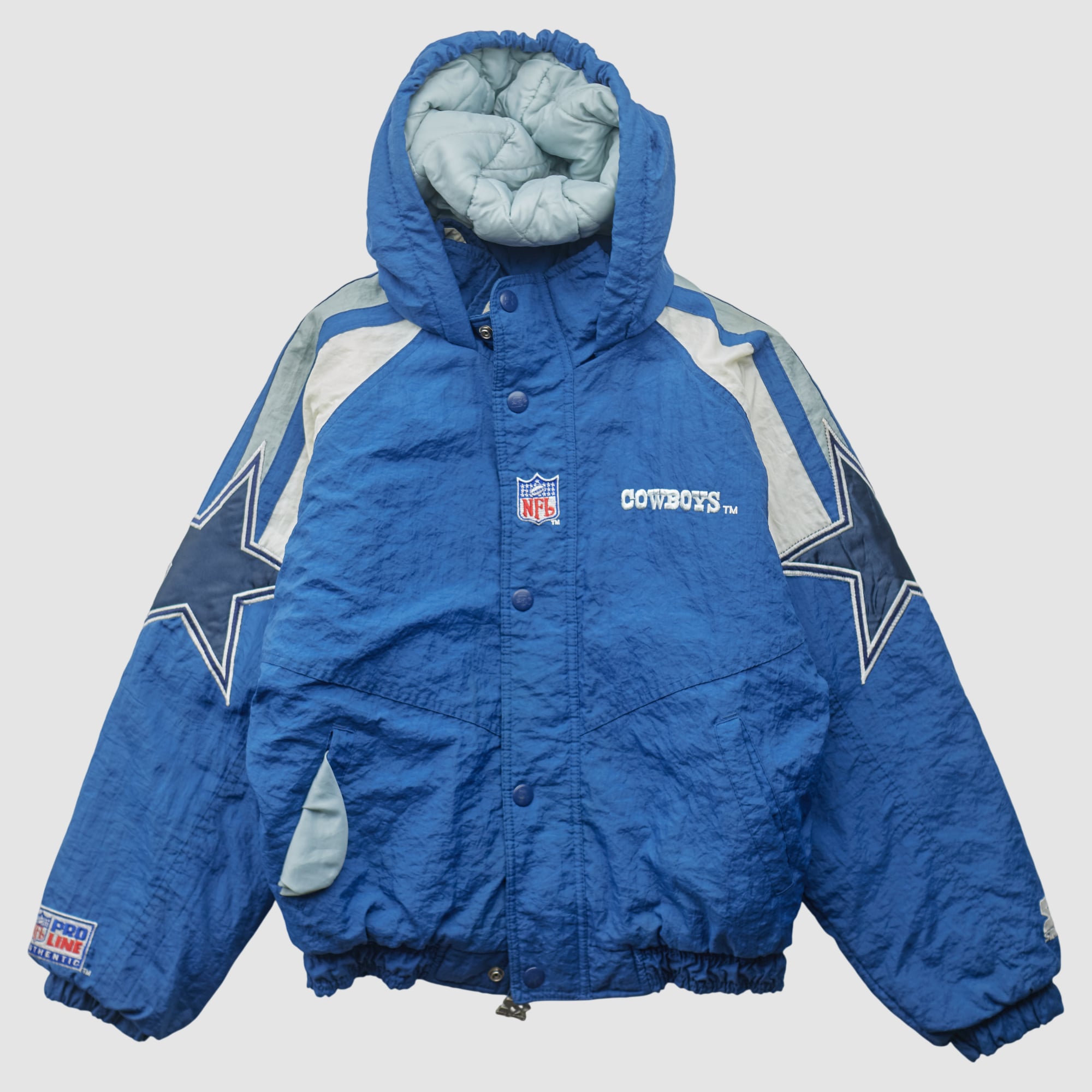 Dallas Cowboys Starter 90s Hooded Full Snap Jacket - Blue - M by Fanatics Real Vintage