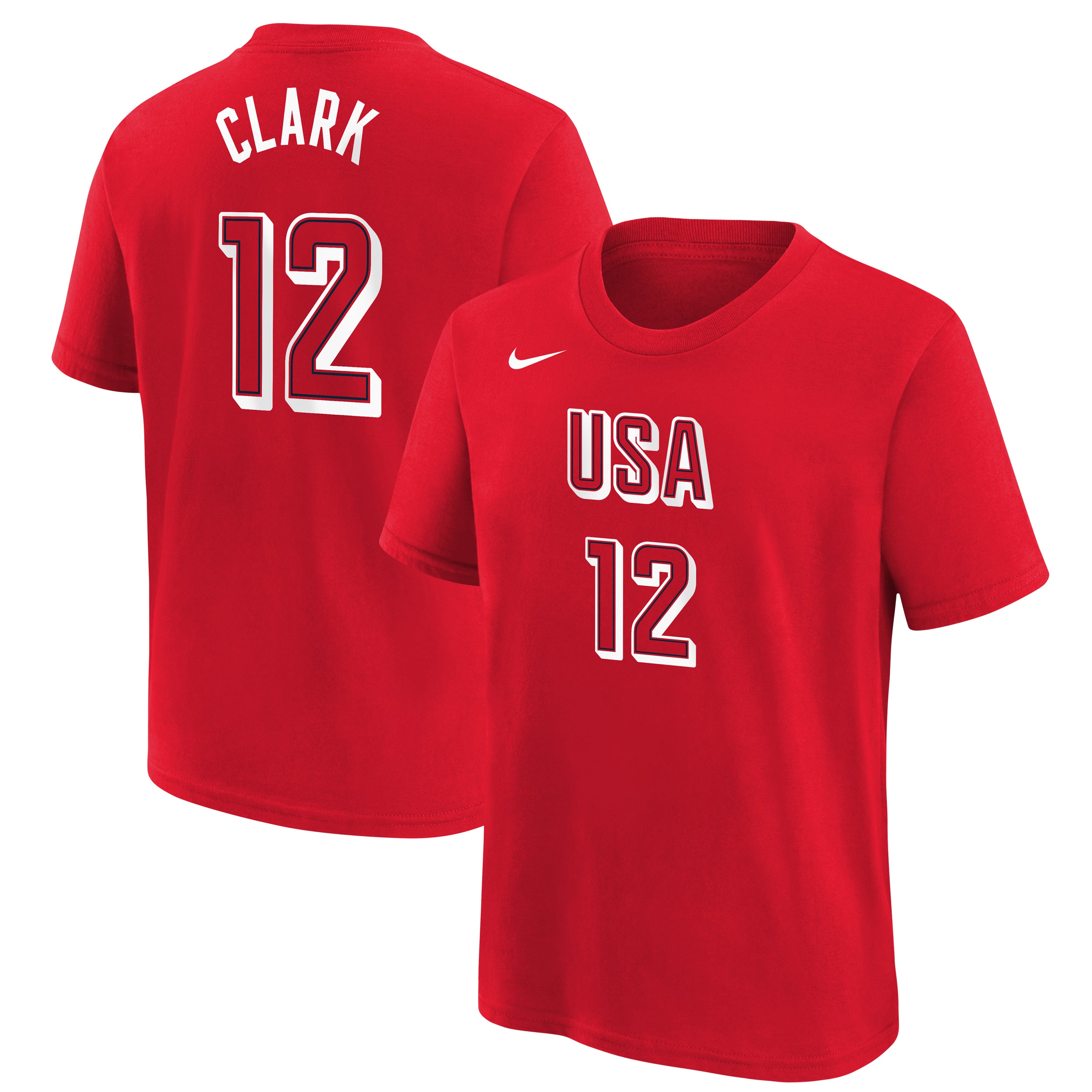 Youth Nike Caitlin Clark Red USA Basketball Name & Number T-Shirt