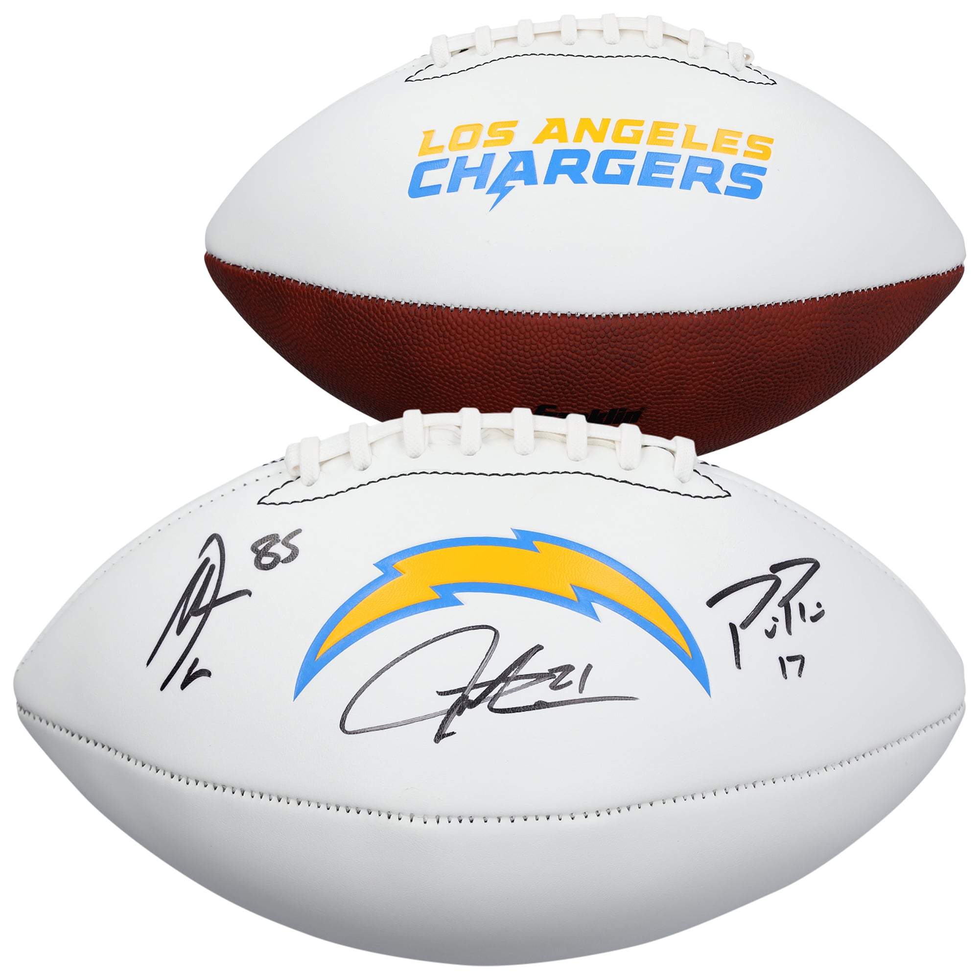 LaDainian Tomlinson, Philip Rivers & Antonio Gates Los Angeles Chargers Autographed Franklin White Panel Football