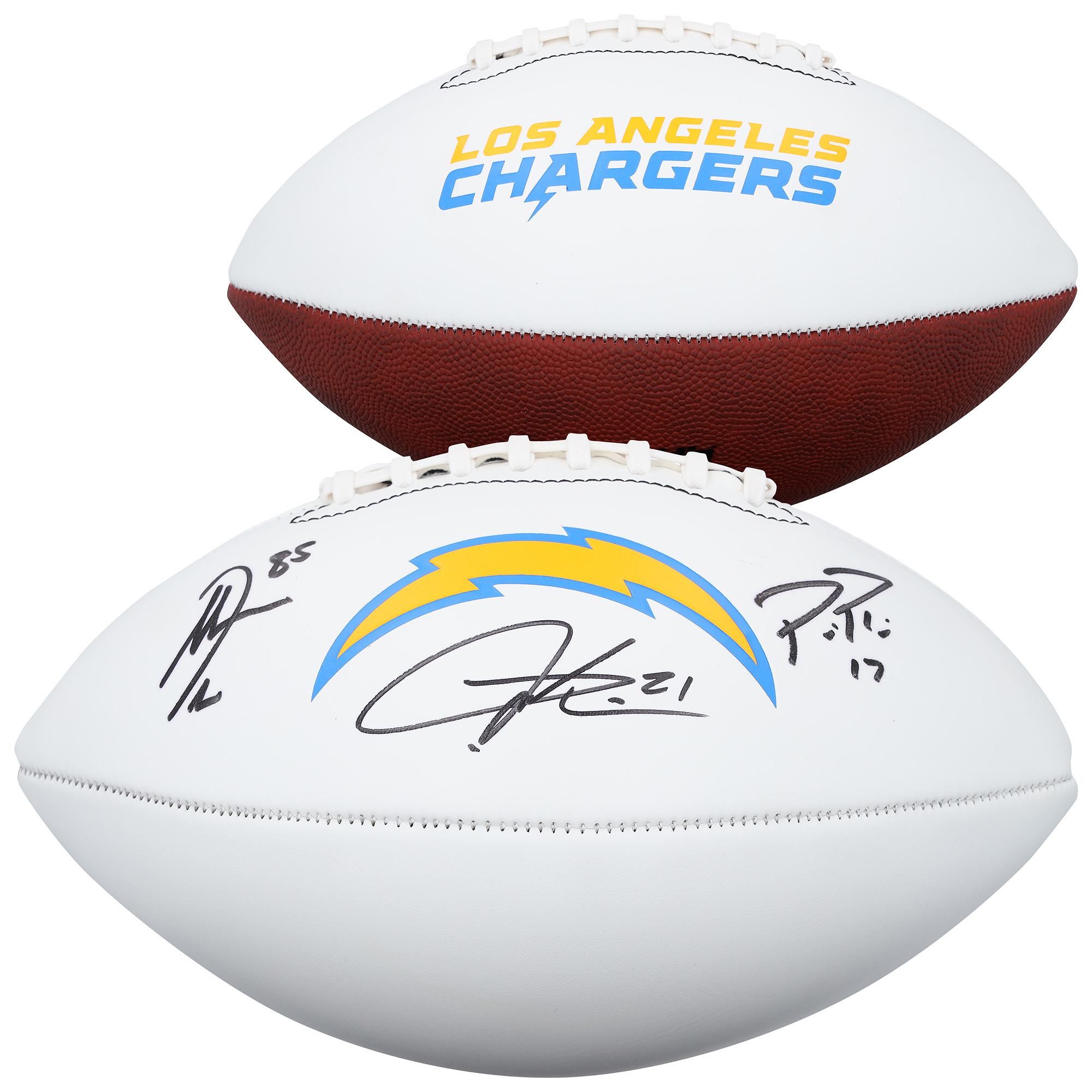 LaDainian Tomlinson, Philip Rivers & Antonio Gates Los Angeles Chargers Autographed Franklin White Panel Football