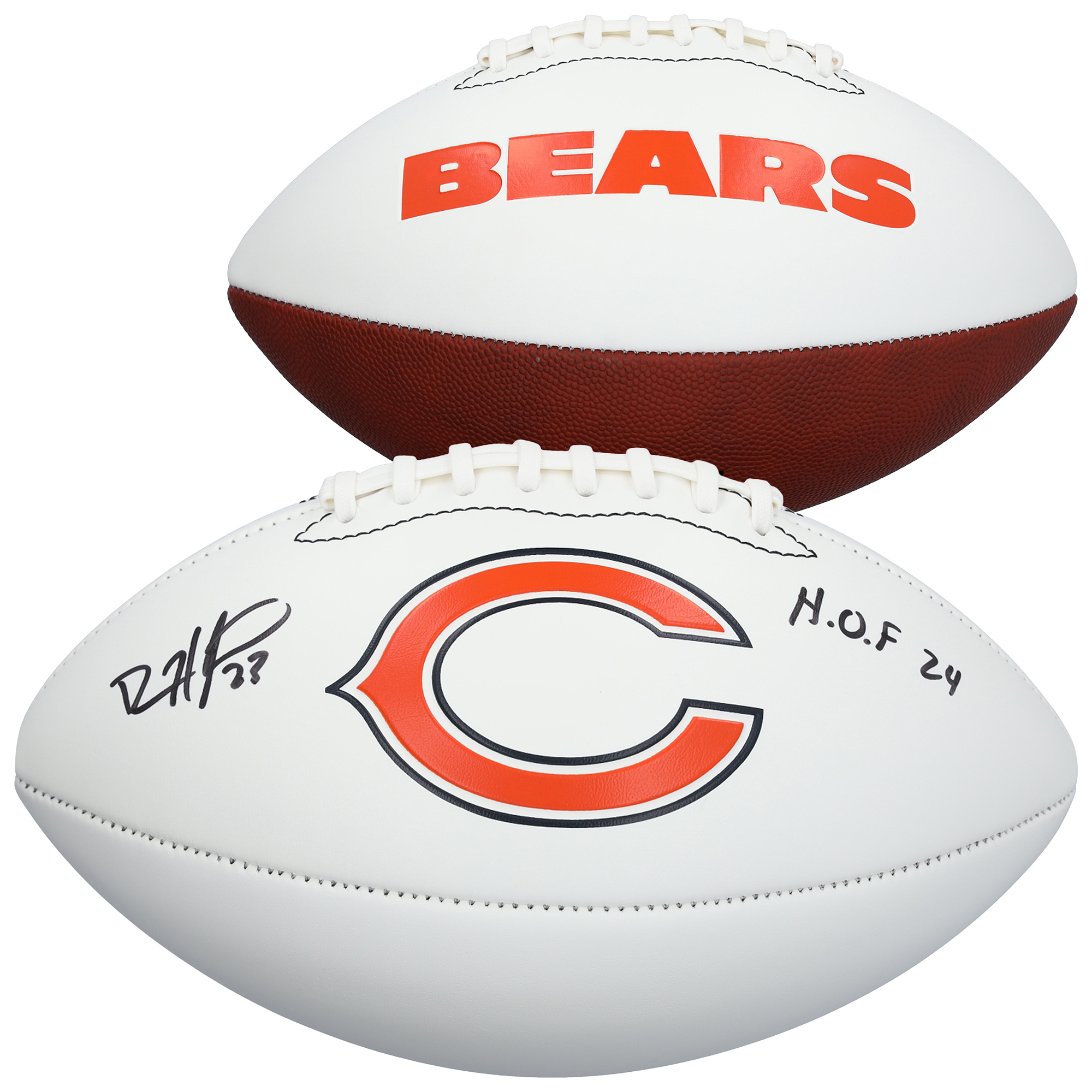 Devin Hester Chicago Bears Autographed Franklin White Panel Football with "HOF 24" Inscription