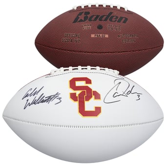 Carson Palmer & Caleb Williams USC Trojans Autographed Baden White Panel Football