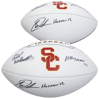 Carson Palmer & Caleb Williams USC Trojans Autographed Baden White Panel Football with Multiple Inscriptions
