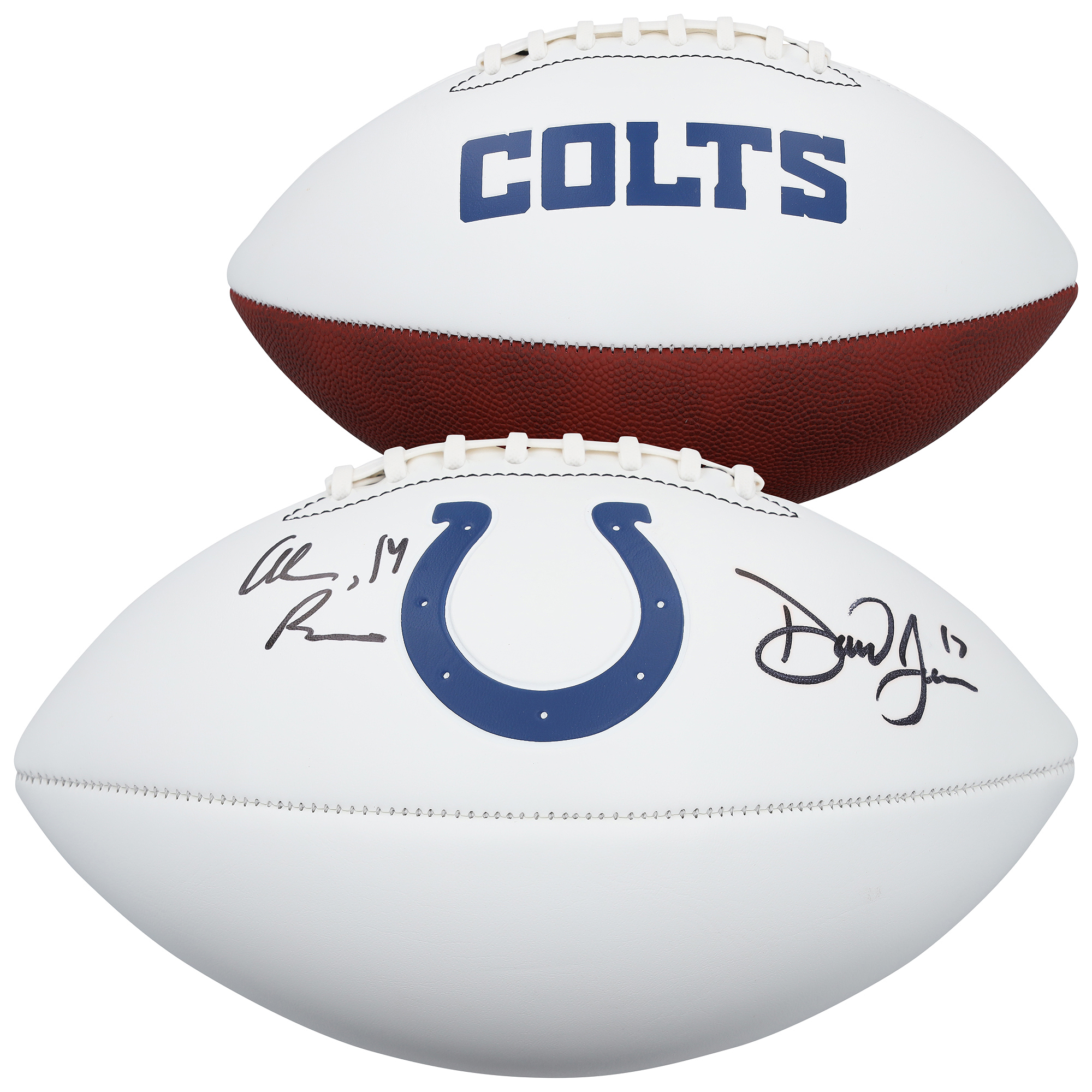 Alec Pierce & Daniel Jones Indianapolis Colts Autographed Franklin White Panel Football