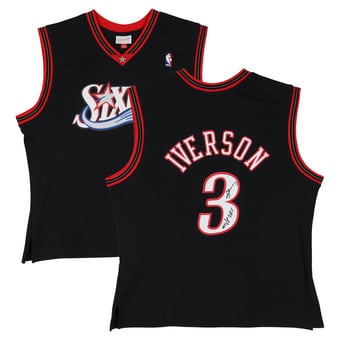 Allen Iverson Philadelphia 76ers Autographed Black Mitchell & Ness 2001 Swingman Jersey with "HOF 2K16" Inscription