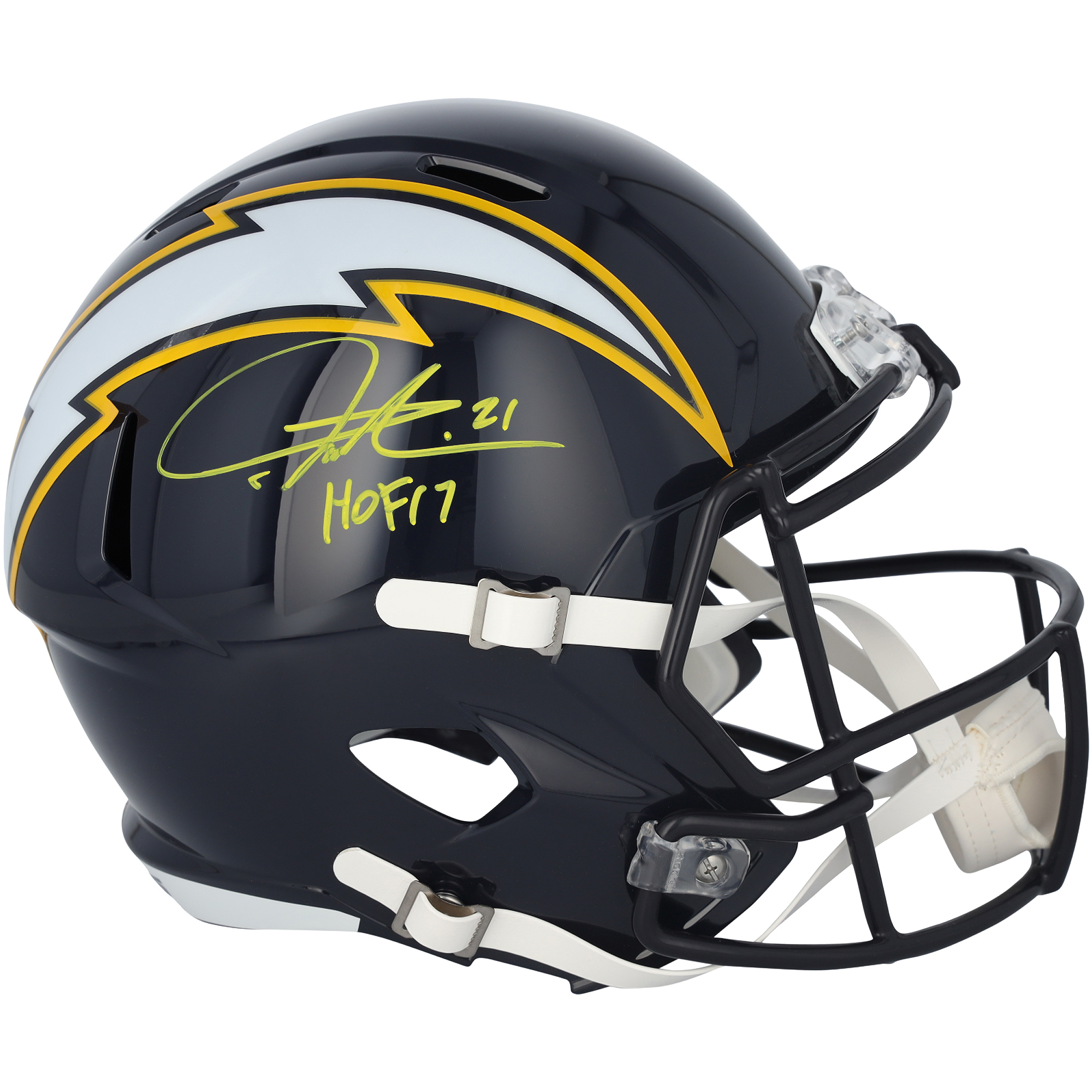 LaDainian Tomlinson Los Angeles Chargers Autographed Riddell 2025 Alternate Speed Replica Helmet with "HOF 17" Inscription