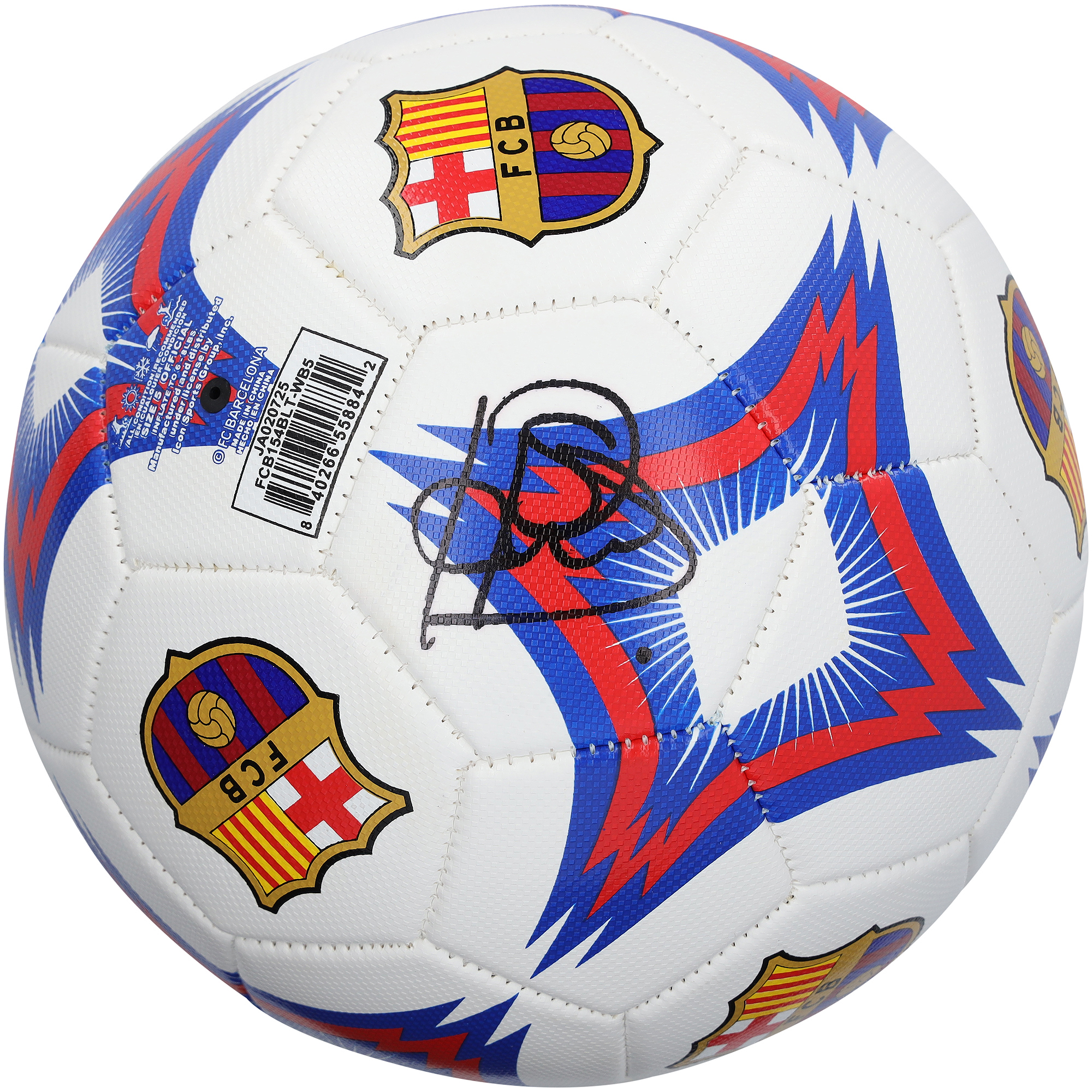 Patrick Kluivert Barcelona Autographed Nike White, Blue and Red Soccer Ball
