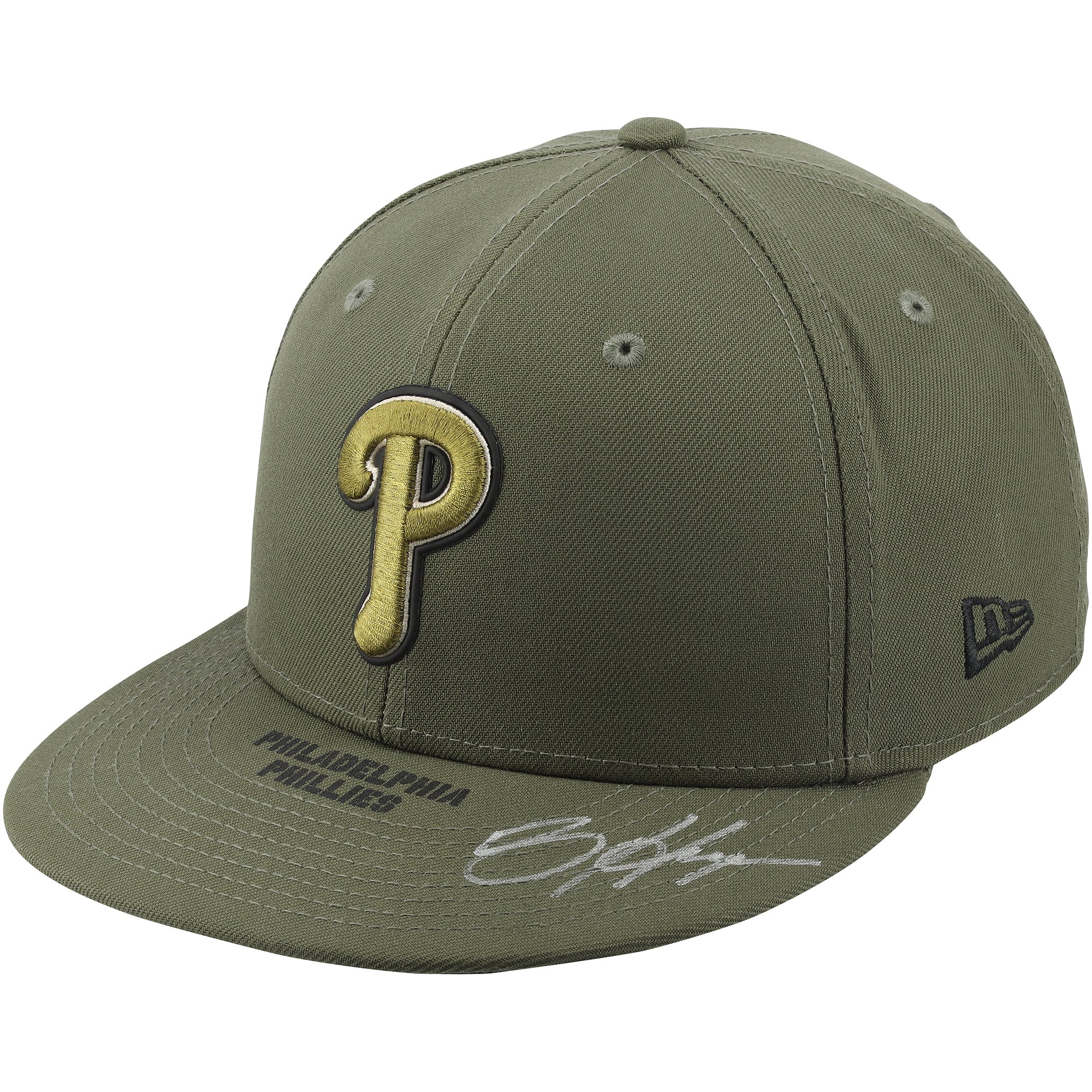 Bryce Harper Philadelphia Phillies Autographed Game-Used Green Cap from the 2026 MLB Season