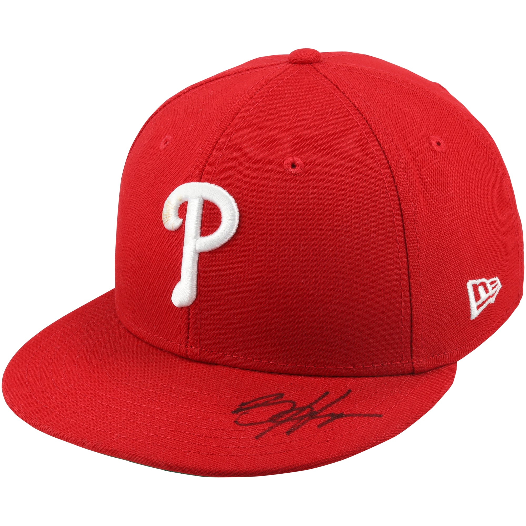 Bryce Harper Philadelphia Phillies Autographed Game-Used Red Jackie Robinson Day Cap from the 2026 MLB Season