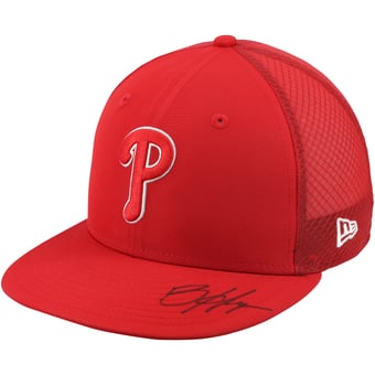 Bryce Harper Philadelphia Phillies Autographed Player-Worn Red Cap from the 2026 MLB Season