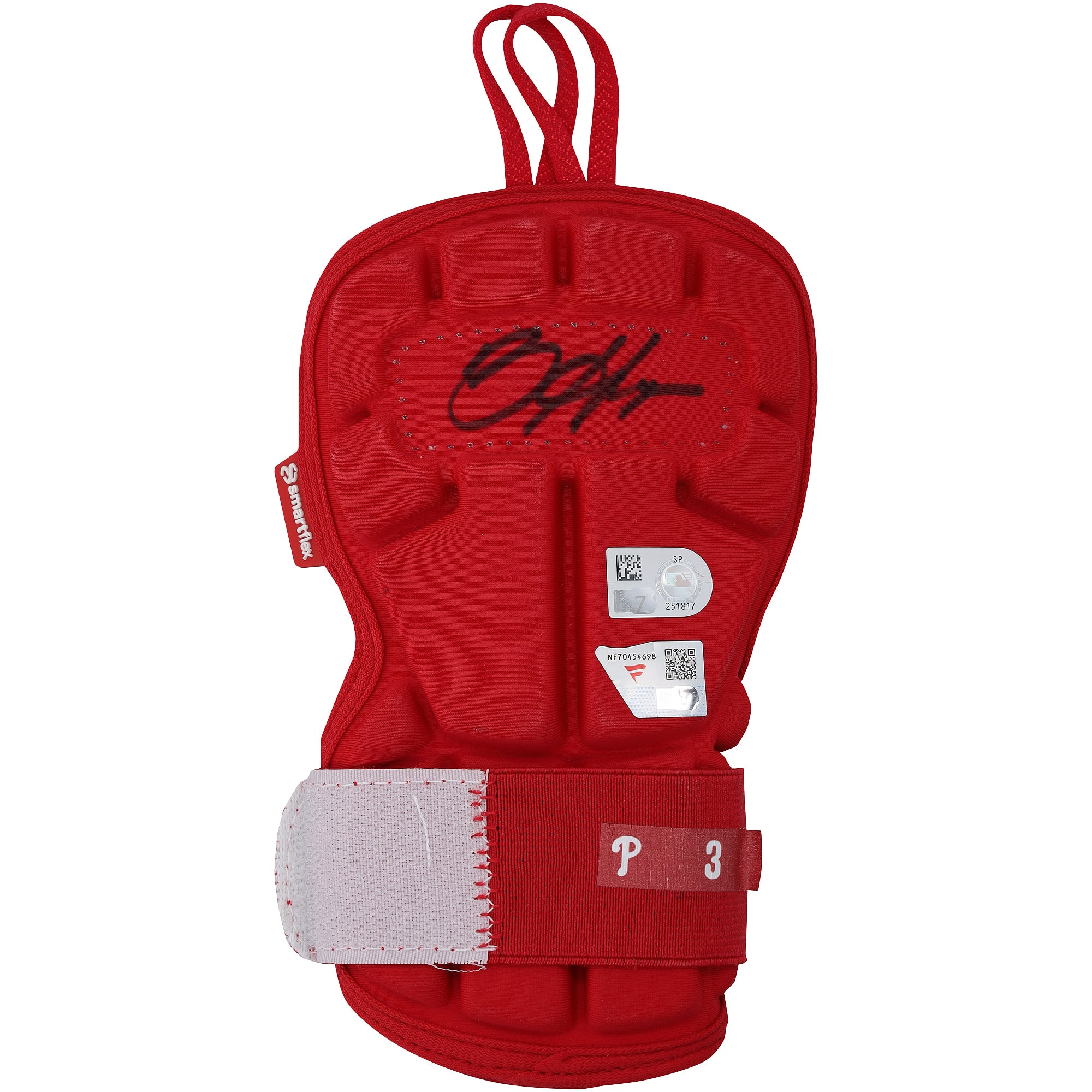 Bryce Harper Philadelphia Phillies Autographed Game-Used Red Hand Pad from the 2026 MLB Season - NF70454698