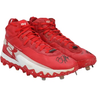 Bryce Harper Philadelphia Phillies Autographed Game-Used Red Under Armour Cleats from the 2026 MLB Season