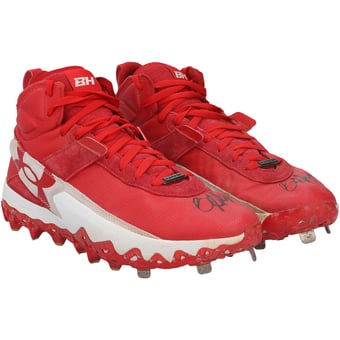 Bryce Harper Philadelphia Phillies Autographed Game-Used Red Under Armour Cleats from the 2026 MLB Season