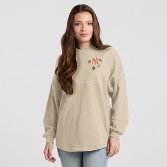 Women's Spirit Jersey  Cream New York Yankees Fall Leaves Long Sleeve T-Shirt