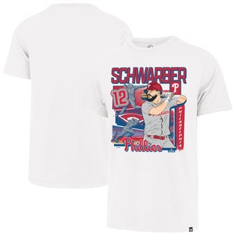 Men's '47 Kyle Schwarber White Philadelphia Phillies Caricature T-Shirt