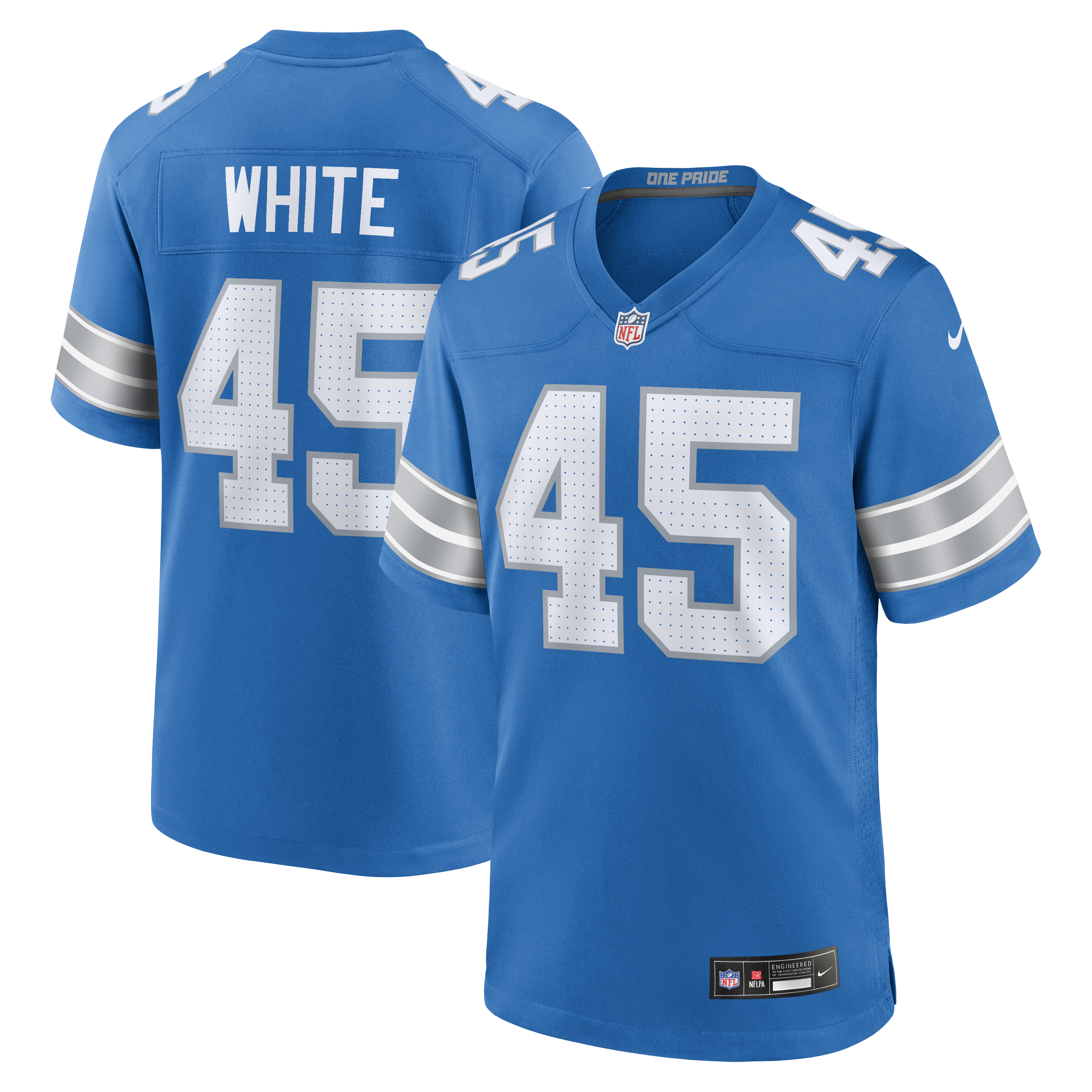 Men's Nike Devin White Blue Detroit Lions Team Game Jersey
